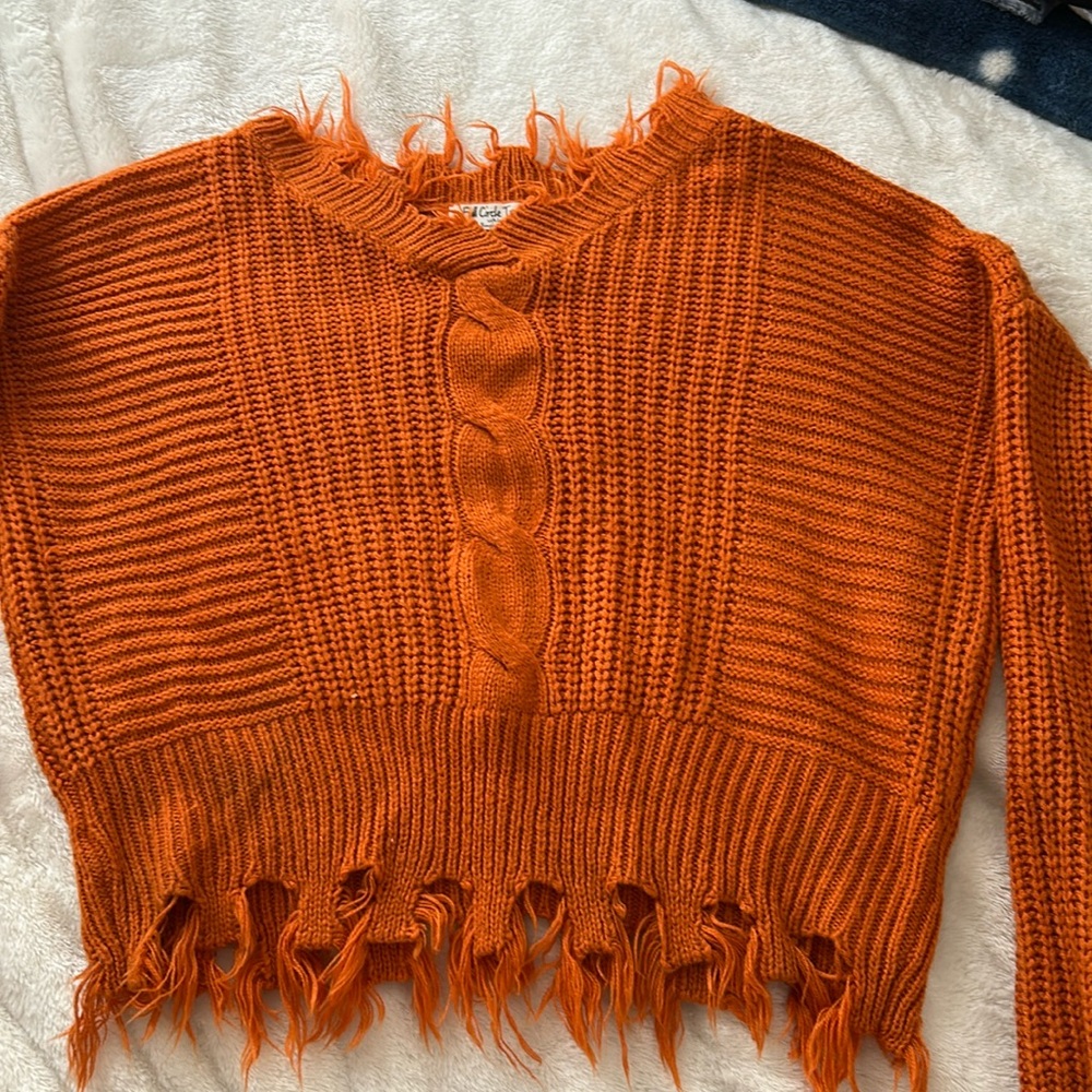 Full circle trends orange knitted sweater size medium
